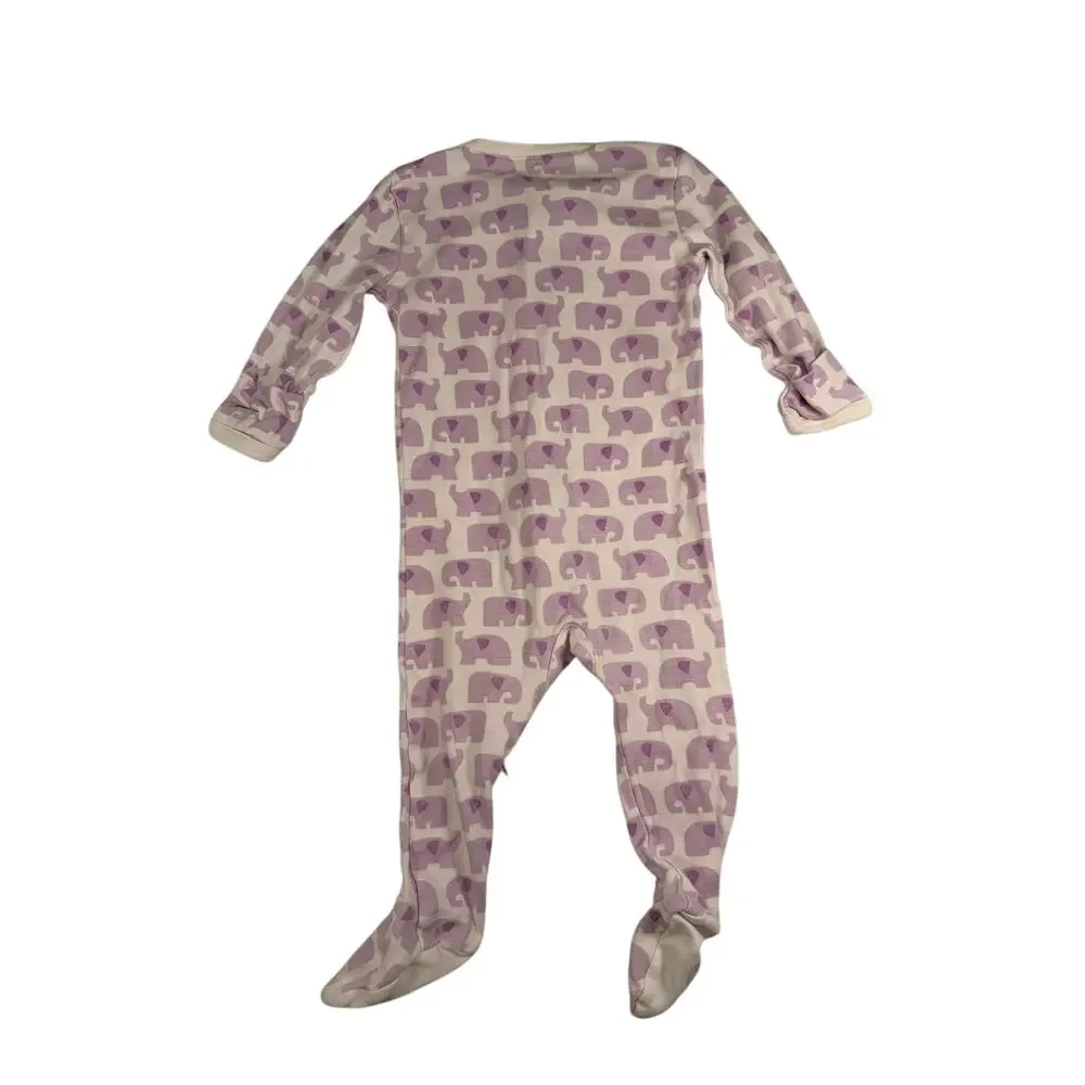 Primary Organic Cotton Zippered Footie Pajama- Purple Elephants